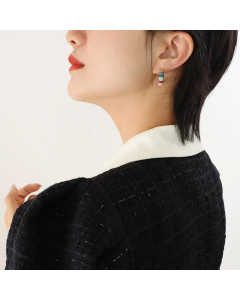 Retro Simple Fashion C Shaped Bamboo Colorful Contrast Color Ear Studs Titanium Steel