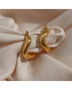 Fashion Simplicity Jewelry Stainless Steel Plated 18K Gold New Twisted Trapezoidal Earrings