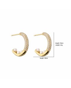 Fashion Solid Color Inlaid Zircon C-Shaped Ear Ring
