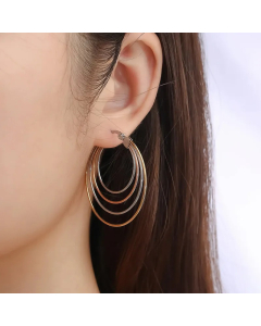 Fashion Simple Three-Color Round Geometric Electroplated 18K Stainless Steel Earrings