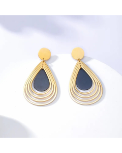 Fashion Water Drop 18K Gold Plating Multi-Layer Steel Earrings