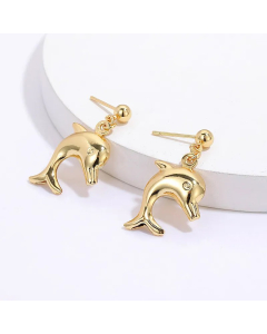 Fashion Creative Simple Whale Stainless Steel Electroplated 18K Gold Earrings