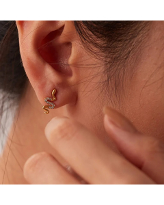 Fashion Geometric Snake Stainless Steel Ear Studs Plating Zircon Stainless Steel Earrings