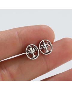Simple Style Lucky Tree Titanium Steel Ear Studs Plating No Inlaid Stainless Steel Earrings