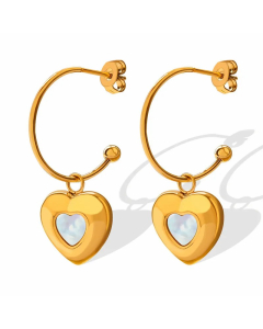 Women Retro Heart Shape Titanium Steel Earrings Plating Zircon Stainless Steel Earrings