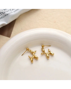 Women Cute Dog Stainless Steel Ear Studs Metal No Inlaid Stainless Steel Earrings