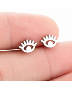 Women Fashion Eye Metal No Inlaid Ear Studs Plating Stainless Steel Earrings