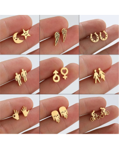 Women Simple Style Geometric Titanium Steel No Inlaid Ear Studs Stainless Steel Earrings