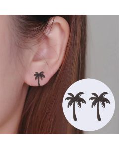 Women Simple Style Coconut Tree Stainless Steel No Inlaid Ear Studs Plating Stainless Steel Earrings