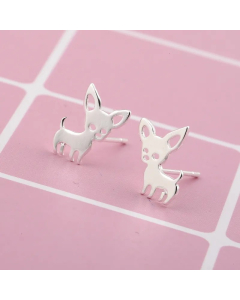 Women Simple Style Dog Stainless Steel No Inlaid Ear Studs Stainless Steel Earrings