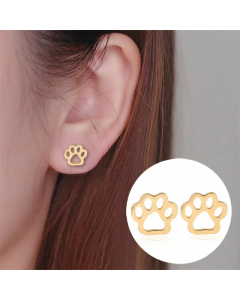 Women Simple Style Paw Print Stainless Steel No Inlaid Ear Studs Plating Stainless Steel Earrings