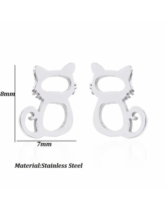 Women Simple Style Dog Cat Stainless Steel No Inlaid Ear Studs Plating Stainless Steel Earrings