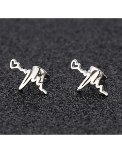 Women'S Simple Style Electrocardiogram Stainless Steel No Inlaid Ear Studs Stainless Steel Earrings_colorza_1