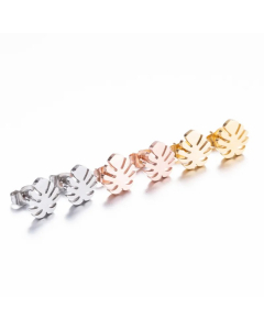 Women Fashion Palm Tree Stainless Steel No Inlaid Ear Studs Stainless Steel Earrings
