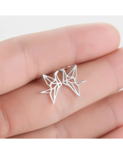Women Simple Style Korean Style Paper Crane Stainless Steel No Inlaid Earrings Ear Studs Stainless Steel Earrings