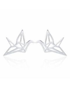 Women Simple Style Korean Style Paper Crane Stainless Steel No Inlaid Earrings Ear Studs Stainless Steel Earrings