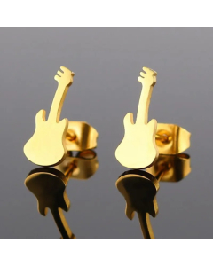 Women Fashion Violin Stainless Steel No Inlaid Ear Studs Stainless Steel Earrings