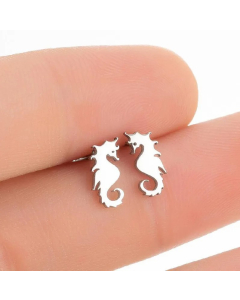 Women Fashion Hippocampus Stainless Steel No Inlaid Ear Studs Stainless Steel Earrings