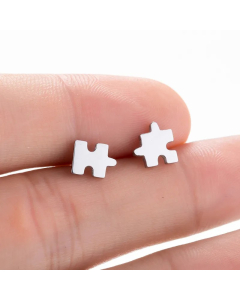 Women Fashion Korean Style Jigsaw Stainless Steel No Inlaid Ear Studs Plating Stainless Steel Earrings