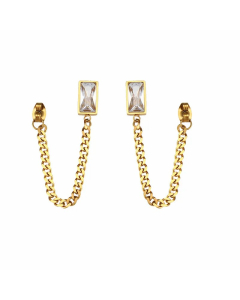 Fashion Square Tassel Stainless Steel Earrings Plating Zircon Stainless Steel Earrings