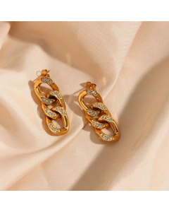 Simple Style Geometric Stainless Steel Earrings Patchwork Plating Zircon Stainless Steel Earrings