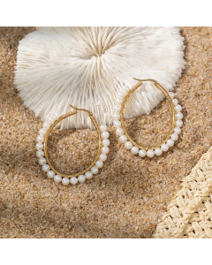 Retro Triangle Round Steel Earrings Plating Artificial Pearls Stainless Steel Earrings