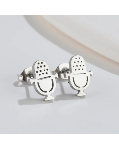 Simple Style Microphone Titanium Steel Ear Studs Plating No Inlaid Stainless Steel Earrings