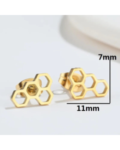 Fashion Honeycomb Titanium Steel Ear Studs Plating No Inlaid Stainless Steel Earrings