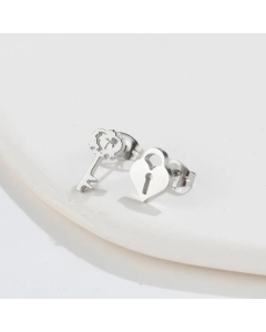 Fashion Key Lock Titanium Steel Ear Studs Plating No Inlaid Stainless Steel Earrings