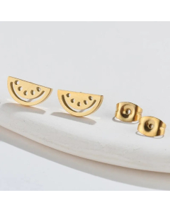 Simple Style Watermelon Titanium Steel Ear Studs Plating No Inlaid Stainless Steel Earrings_colorza_1