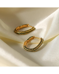 Fashion Geometric Stainless Steel Earrings Gold Plated Inlay Zircon Stainless Steel Earrings