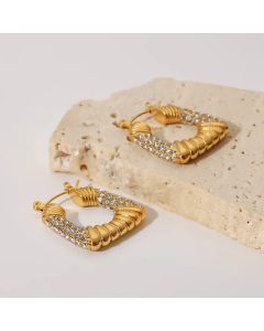Fashion Geometric Stainless Steel Earrings Gold Plated Zircon Stainless Steel Earrings