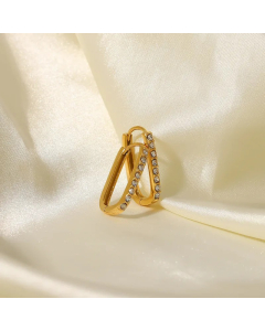 Fashion Geometric Stainless Steel Earrings Gold Plated Zircon Stainless Steel Earrings