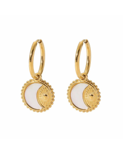 Simple Style Sun Moon Stainless Steel Drop Earrings Gold Plated No Inlaid Shell Stainless Steel Earrings