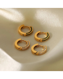 Fashion Circle Stainless Steel Earrings Gold Plated Zircon Stainless Steel Earrings