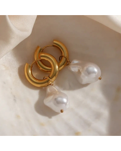 Retro Irregular Water Droplets Stainless Steel Imitation Pearl Plating Gold Plated Earrings_main view