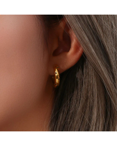 Lady Geometric Stainless Steel Hoop Earrings Plating Zircon Stainless Steel Earrings