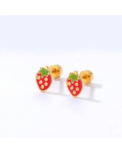 Simple Style Strawberry Stainless Steel Ear Studs