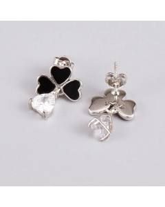 Fashion Heart Shape Titanium Steel Drop Earrings Artificial Rhinestones Stainless Steel Earrings_colorza_2