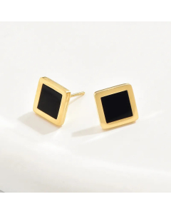 Fashion Square Titanium Steel Ear Studs Plating Inlaid Shell Shell Stainless Steel Earrings
