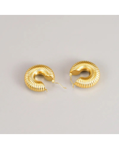 Retro Round Titanium Steel Hoop Earrings Plating Stainless Steel Earrings