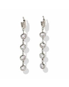 Fashion Geometric Stainless Steel Plating Artificial Gemstones Earrings