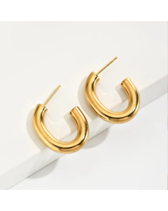 Simple Style C Shape Steel Ear Studs Plating Stainless Steel Earrings
