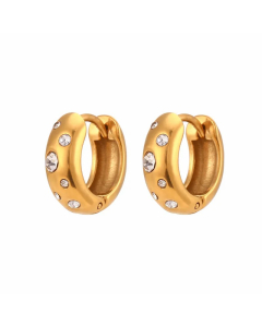 Retro Geometric Stainless Steel Earrings Inlay Zircon Stainless Steel Earrings