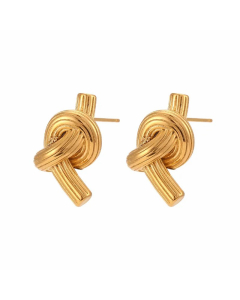 Stainless Steel Ear Studs Gold Plating Stainless Steel Earrings Rope-Twisted Shaped