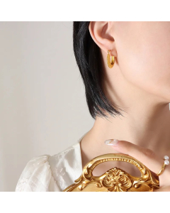 Retro C Shape Titanium Steel Hoop Earrings Plating Stainless Steel Earrings