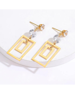 Fashion Square Stainless Steel Dangling Earrings Plating Inlaid Zircon Stainless Steel Earrings