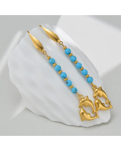 Fashion Sun Starfish Stainless Steel Drop Earrings Plating Stainless Steel Earrings