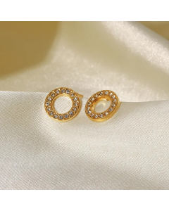 Simple Style Round Stainless Steel Earrings Inlay Zircon Stainless Steel Earrings