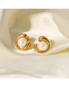 Simple Style Geometric Stainless Steel Earrings Inlay Pearl Stainless Steel Earrings
